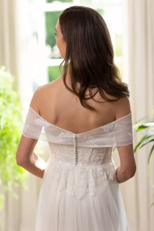 Kampala W434 Strapless Lace Bridal Gown with Detachable Collar